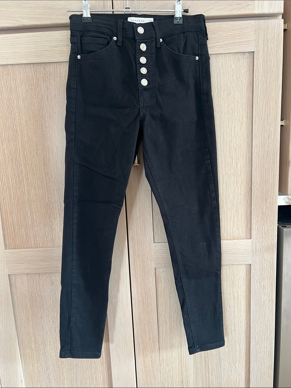 Topshop Black High-Rise Button-Fly Skinny Jeans